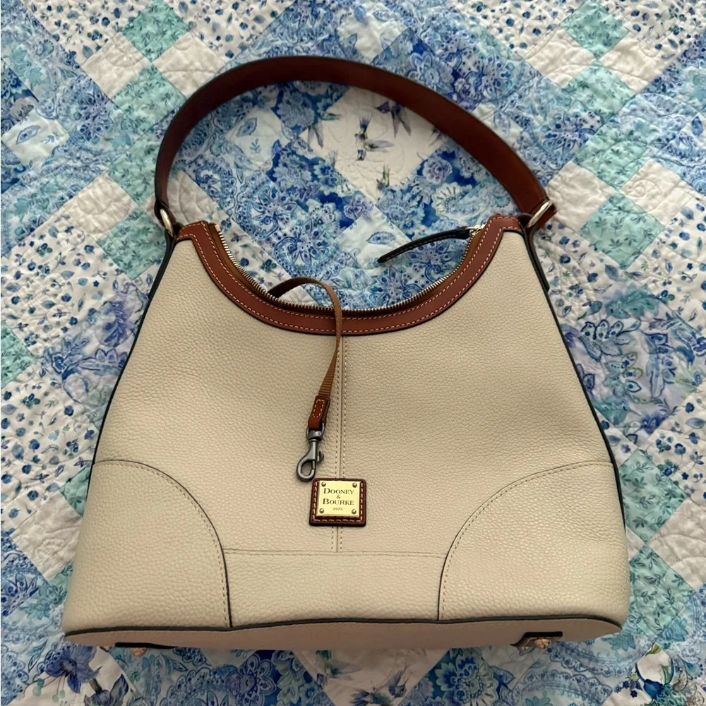 Dooney & Bourke Cream and Brown Hobo Bag - Picture 2 of 6
